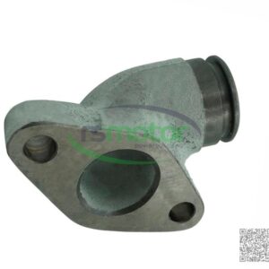 Codo de salida de agua de culata Guascor RS-1920038, una pieza de motor de metal gris con dos orificios de montaje.