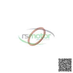 Anillo de sellado MWM RS-01124011 de color cobre, con el logotipo "rsmotor powersolutions" y un código QR.