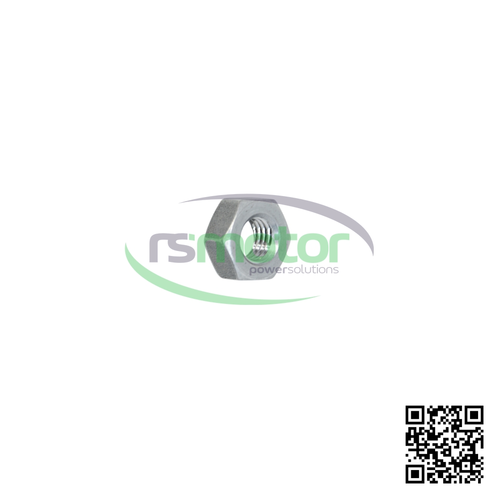 Tuerca Hexagonal MWM RS-01144080 sobre un fondo blanco con el logo de "RS Motor" y un código QR