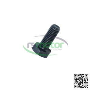 Un tornillo hexagonal MWM con referencia RS01148130 sobre un fondo blanco con el logo de "RS Motor" de fondo y un QR