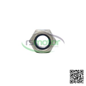 Una tuerca hexagonal MWM con referencia RS01148419 sobre un fondo blanco con el logo de "RS Motor" de fondo y un QR