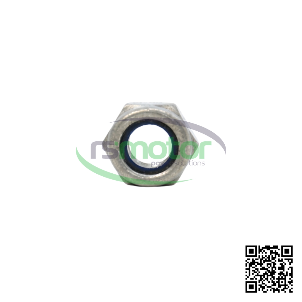 A MWM hexagonal nut with reference RS01148419 on a white background with the "RS Motor" logo in the background and a QR