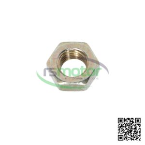 Una tuerca hexagonal MWM con referencia RS01148420 sobre un fondo blanco con el logo de "RS Motor" de fondo y un QR