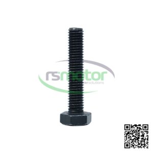 Un tornillo hexagonal MWM con referencia RS01148458 sobre un fondo blanco con el logo de "RS Motor" de fondo y un QR