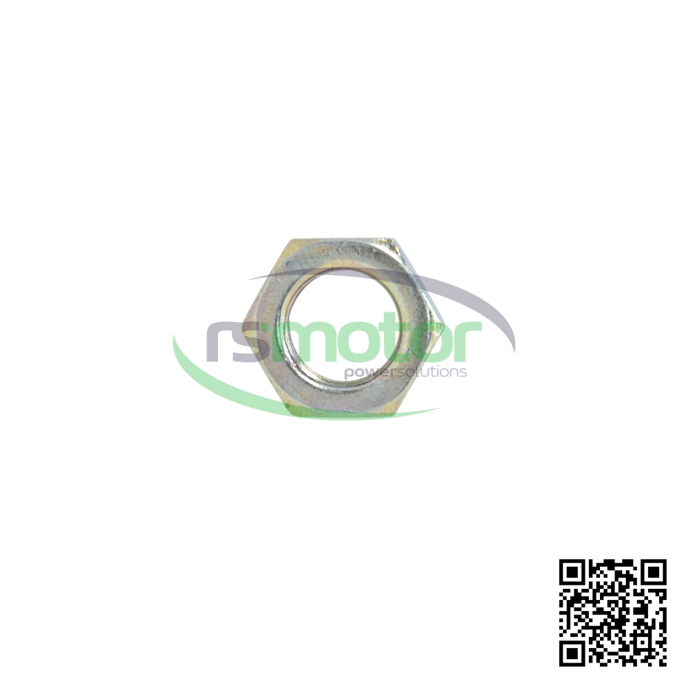 A MWM hexagon nut with reference RS01154387 on a white background with the "RS Motor" logo in the background and a QR