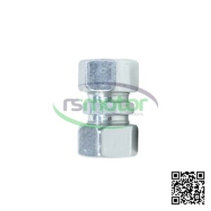 Una conexión rígida de referencia RS101208 con el logo de "RS Motor" de fondo y un QR