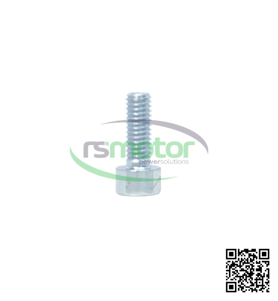 A Jenbacher cylindrical screw with reference RS101361 on a white background with the "RS Motor" logo in the background and a QR code