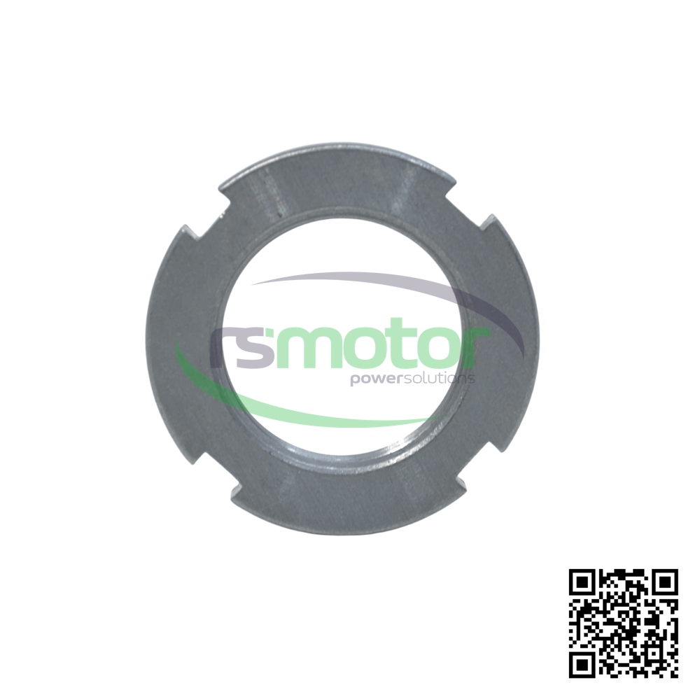 A Jenbacher groove nut with reference RS110964 on a white background with the "RS Motor" logo in the background and a QR