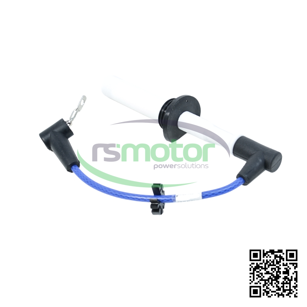 A Jenbacher C-Coil spark plug connector with reference RS1200402 on a white background with the "RS Motor" logo and a QR code