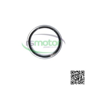 Un anillo colector MWM con referencia RS12136991 de color gris sobre un fondo blanco con el logo de "RS Motor" de fondo y un QR