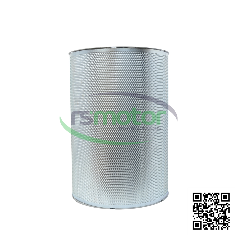 Filtro MWM RS 12142723 sobre un fondo blanco con el logo de RS Motor de fondo