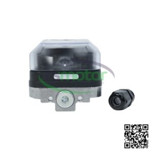 Conmutador de Presión MWM de color negro con referencia RS12188661 sobre un fondo blanco con el logo de "RS Motor" de fondo y un código QR en la esquina