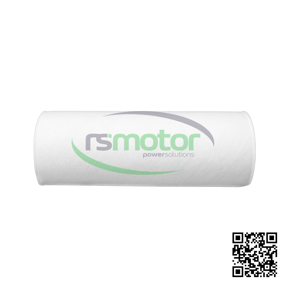 Filtro MWM RS-12211695 sobre un fondo blanco con el logo de "RS Motor" y un código QR
