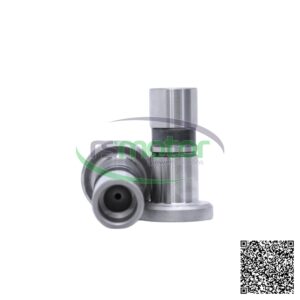 Taqué MWM RS-12276301: Dos taqués metálicos cilíndricos, uno de pie y otro tumbado, sobre un fondo blanco.