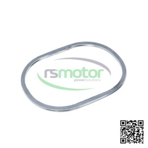 Junta MWM RS-12280230, una junta metálica ovalada sobre fondo blanco con logo "rsmotor powersolutions".