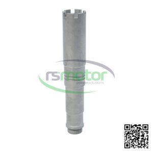 Una camisilla de Bujía MWM con referencia RS12281899 de color gris sobre un fondo blanco con el logo de "RS Motor" de fondo y un QR