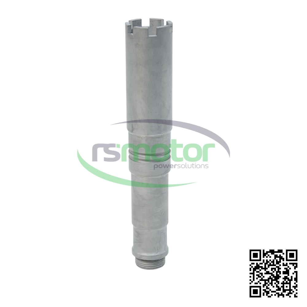 Una camisilla de Bujía MWM con referencia RS12281899 de color gris sobre un fondo blanco con el logo de "RS Motor" de fondo y un QR