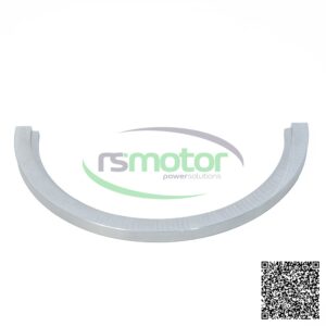 Cojinete axial MWM RS-12283463 plateado en forma de media luna sobre fondo blanco con logo "rsmotor powersolutions".