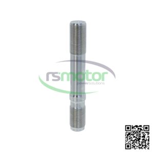 Un perno MWM con referencia RS12284611, de color gris, sobre un fondo blanco con el logo de "RS Motor" de fondo y un QR