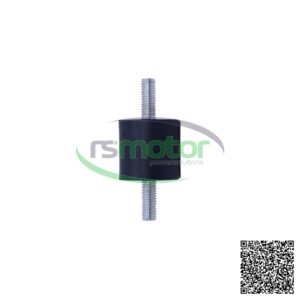 Soporte antivibratorio MWM RS-12342932 con cuerpo de goma negro y dos tornillos roscados plateados.