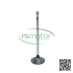 Una válvula de entrada MWM con referencia RS12372445 sobre un fondo blanco con el logo de "RS Motor" de fondo y un QR