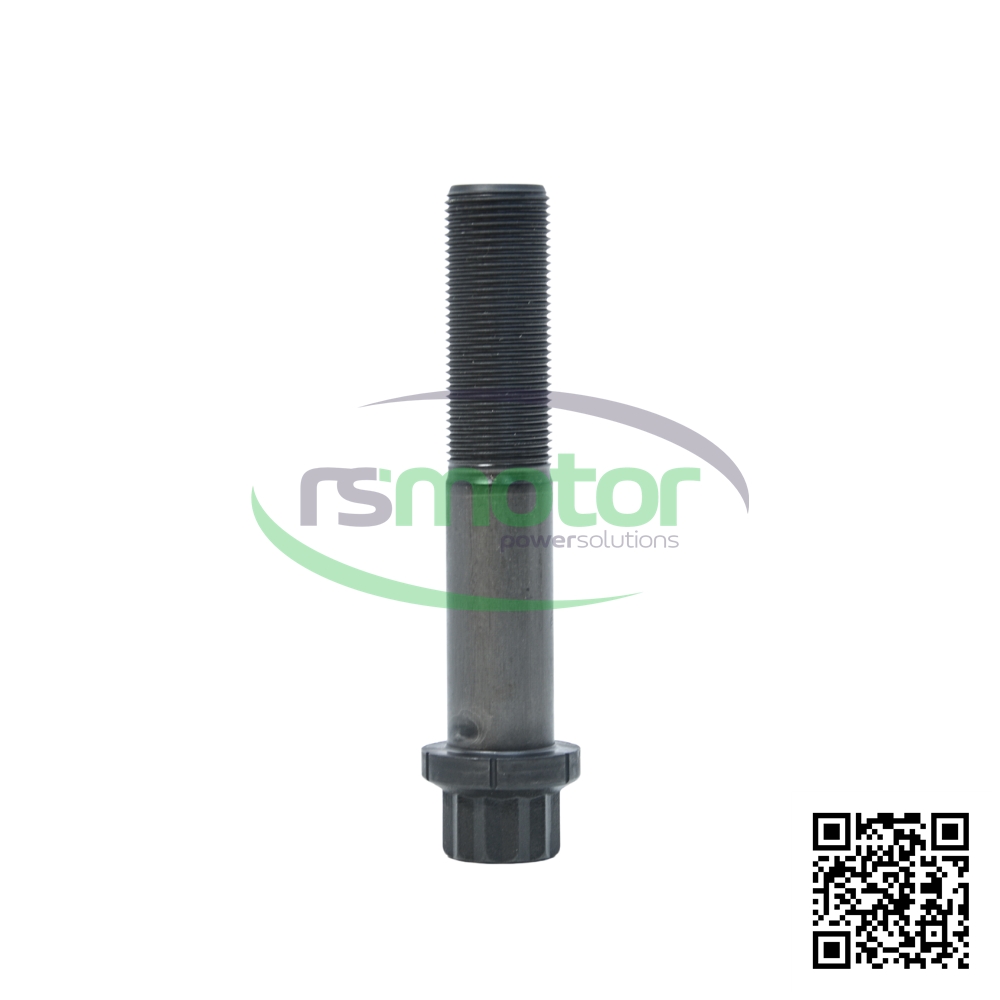 A MWM screw bolt with reference RS12420720, in black, on a white background with the "RS Motor" logo in the background and a QR