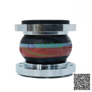 Junta de expansión MWM RS-12453823 con fuelles de goma negra y roja, bridas metálicas plateadas y un logotipo de "rsmotor pow