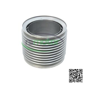 Un compensador MWM con referencia RS12454949 sobre un fondo blanco con el logo de "RS Motor" de fondo y un QR