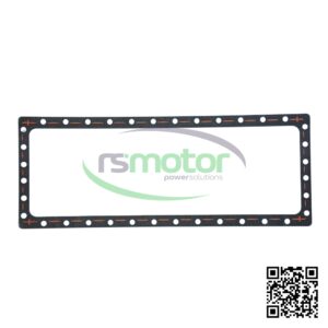 Una junta MWM con referencia RS12515568 de color negro, sobre un fondo blanco con el logo de "RS Motor" de fondo y un QR