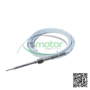 Sensor de temperatura Jenbacher RS-211148 con cable blanco enrollado y conector metálico, sobre fondo blanco.