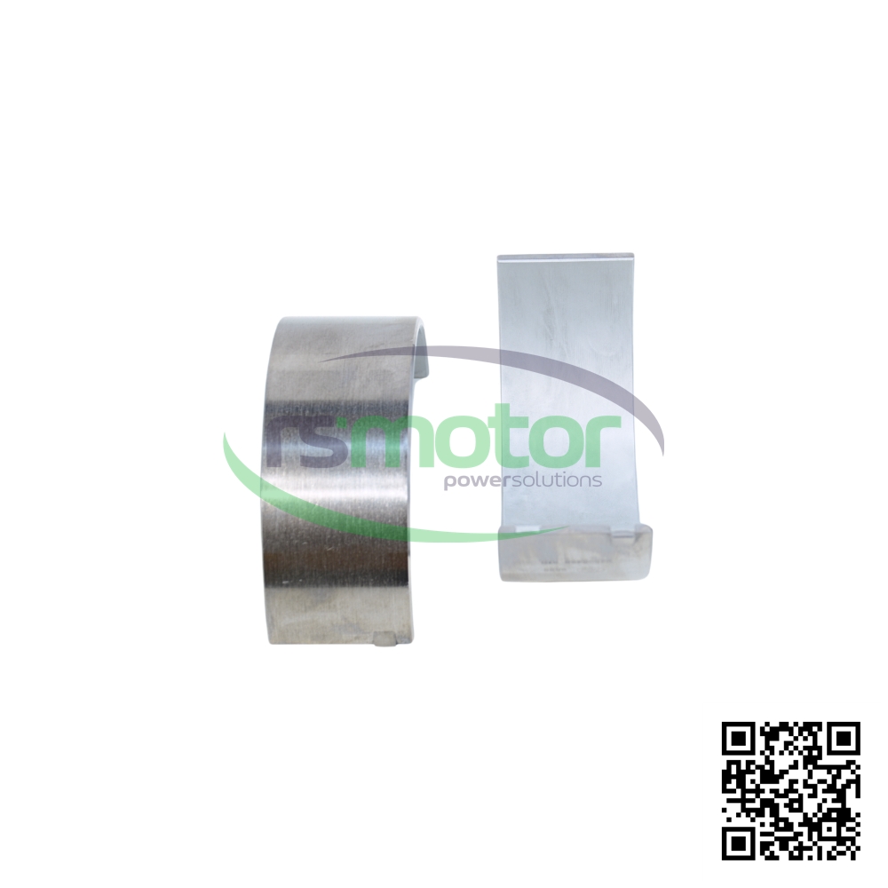 Cojinetes de biela MWM RS 22505468 sobre un fondo blanco con el logo de RS Motor de fondo