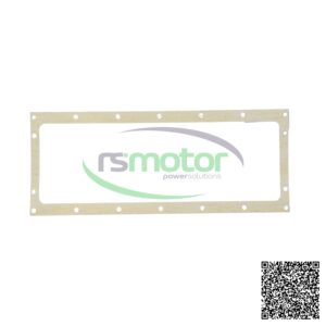 Junta Jenbacher RS-237510 rectangular de color beige con orificios, sobre un fondo blanco y el logo "rsmotor powersolutions".
