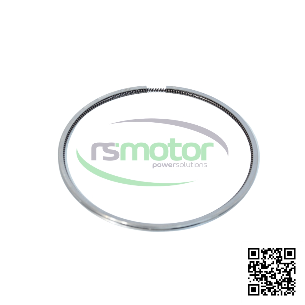 Anillo de Piston Jnebacher RS 281127 sobre un fondo blanco con el logo de RS Motor de fondo
