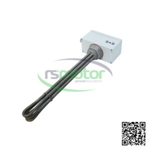 Calentador Jenbacher RS-426843 de 6KW con tres elementos calefactores tubulares y caja de conexiones blanca.