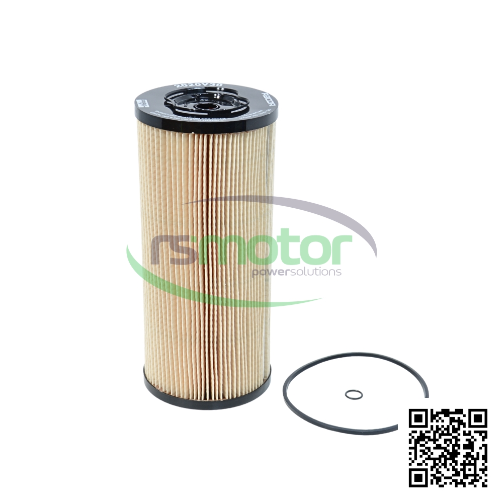 Guascor filter cartridge with reference RS-7650107 on a white background with the "RS Motor" logo and a QR