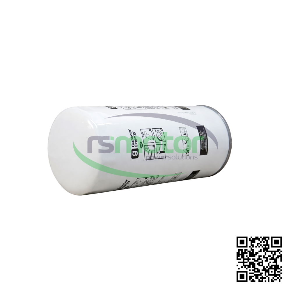 Guascor Oil Filter with reference RS7650417 on a white background with the "RS Motor" logo in the background and a QR