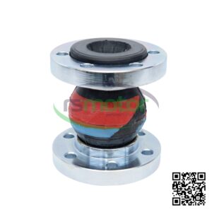 Compensador MWM RS-12037132 con cuerpo de goma multicolor y bridas metálicas, sobre fondo blanco.