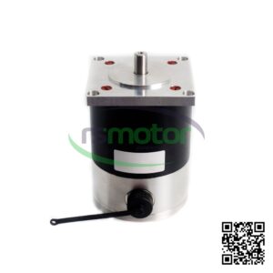 Motor eléctrico MWM RS-12141851 con cuerpo cilíndrico plateado y negro, etiqueta de identificación y cable negro.