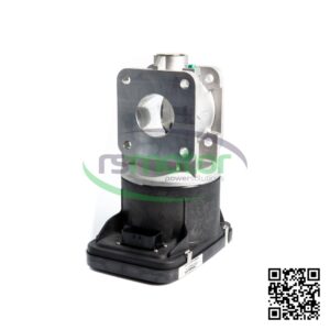 Válvula de mariposa Jenbacher RS-1229319, un componente industrial metálico con una carcasa negra y conectores.