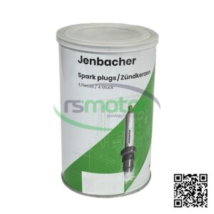 Bote de bujías Jenbacher RS-462203 con una bujía individual y el logo de rsmoto powersolutions.