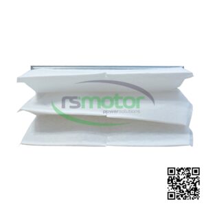 Filtro MWM de color blanco con referencia RS81297926 sobre un fondo blanco con el logo de "RS Motor" de fondo y un código QR en la empresa