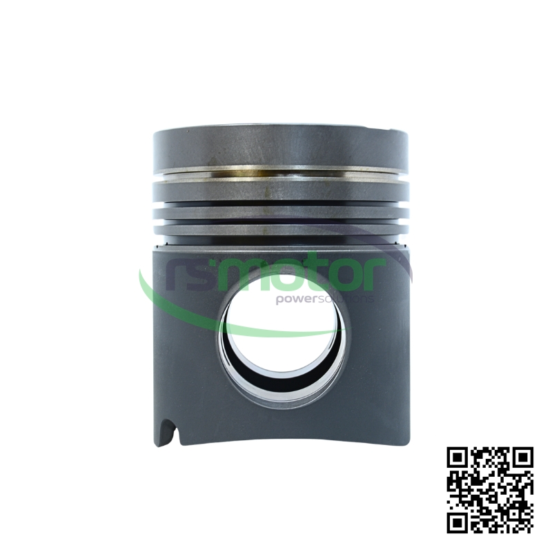Jenbacher RS-401915 piston on a white background with the RS Motor logo in the background