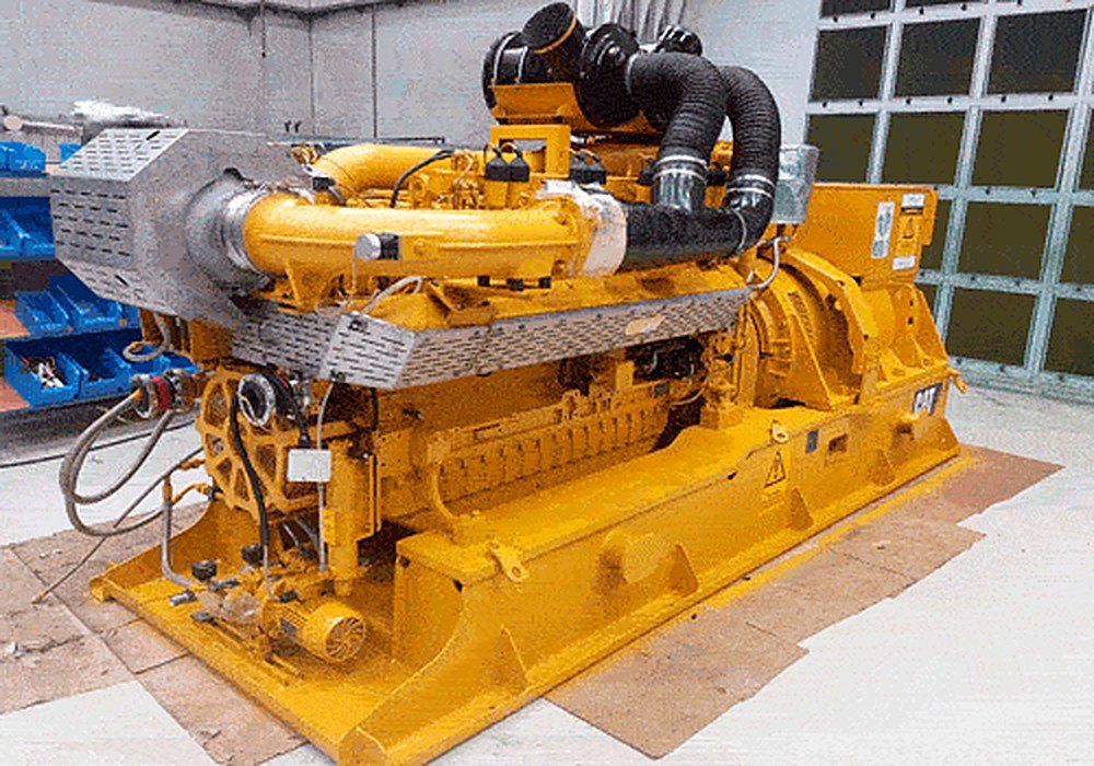 Motor de gas CAT CG132 completo en el taller de RS Motor